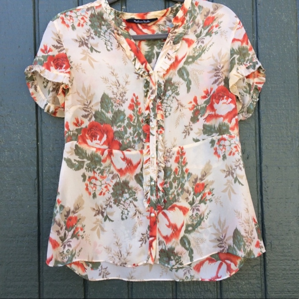 Madison Studio Button Down Blouse Size Small - image 1